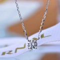 S925 Sterling Silver Classic Four-Prong Moissanite Necklace, Solo Diamond Delicate Chain Necklace, Diamond Clavicle Chain