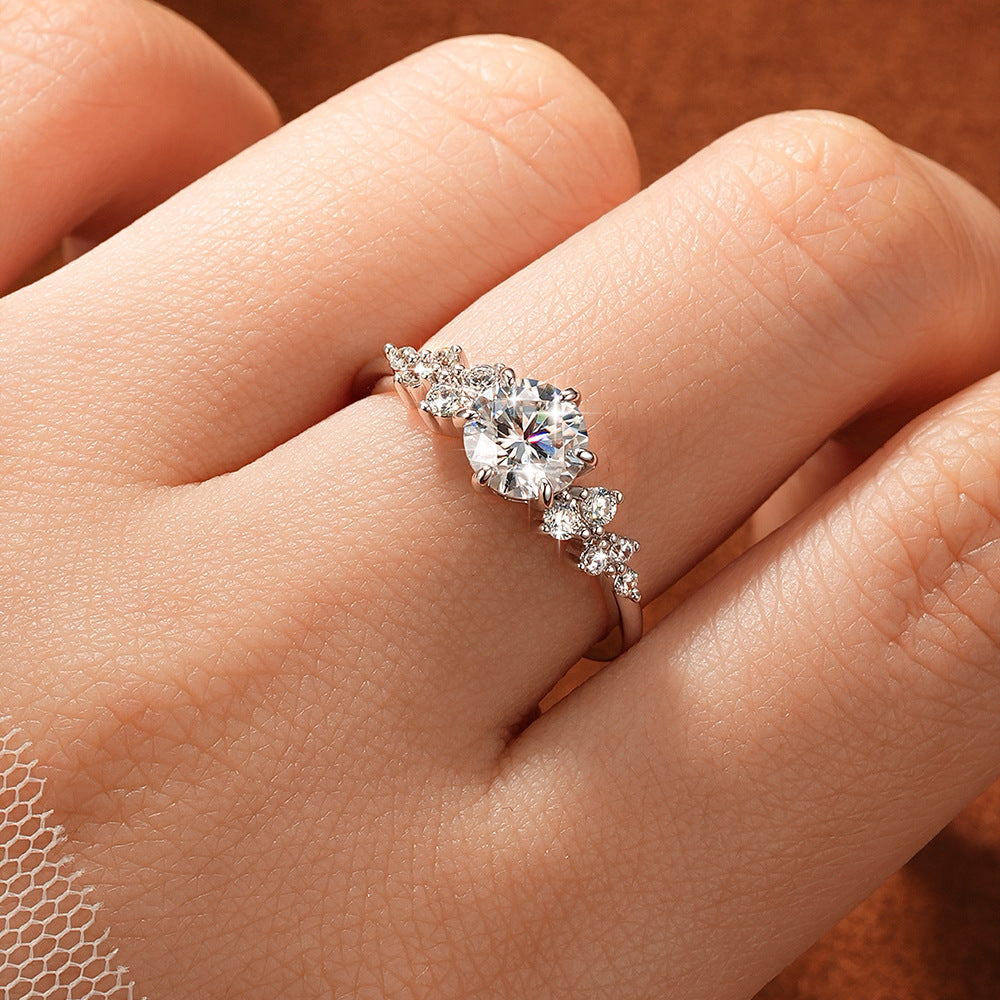 Berlin Love Letter Diamond Ring S925 Sterling Silver Plated D Color Moissanite