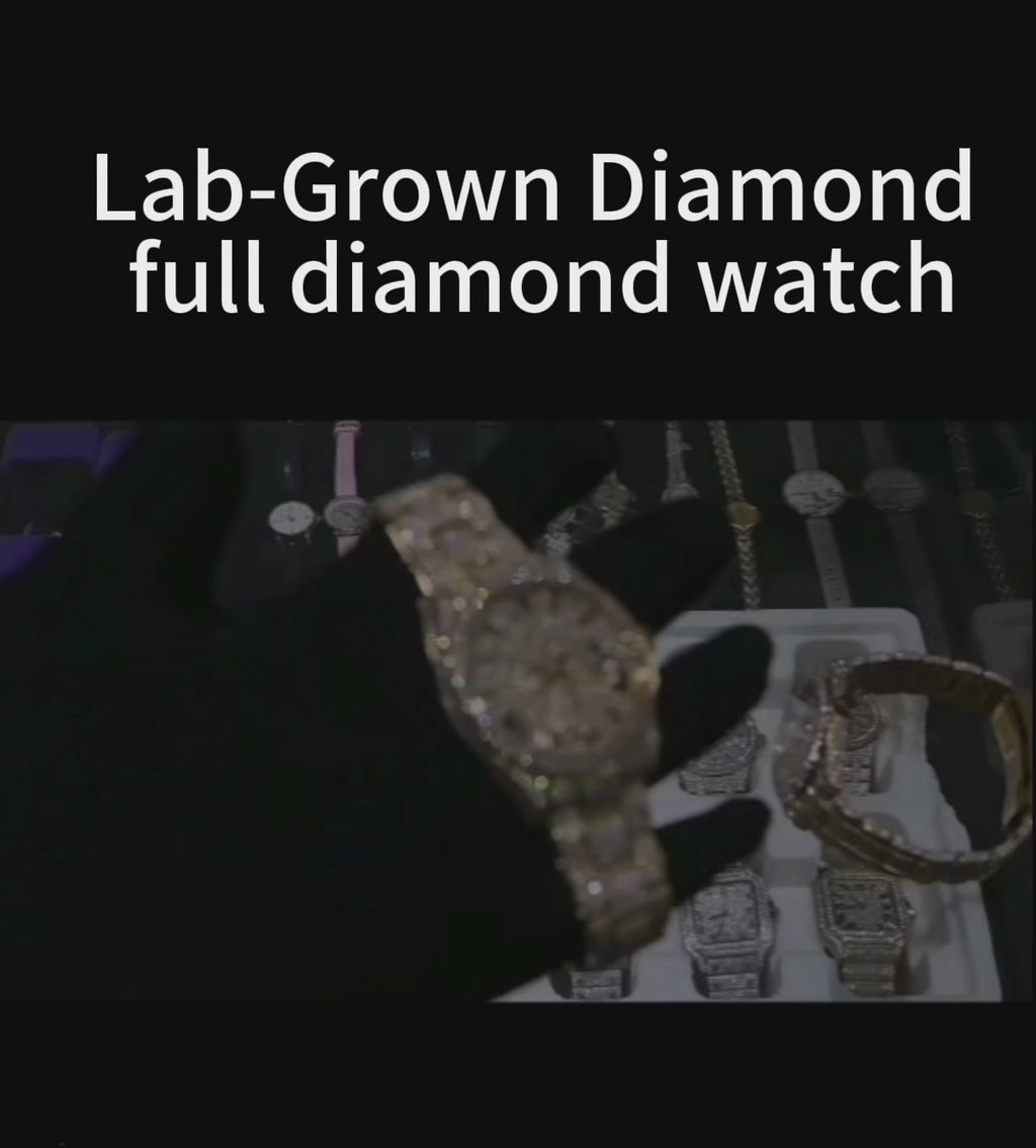 lab-grown diamond full diamond watch